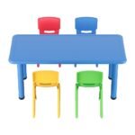 Keezi 5PCS Kids Table and Chairs Set Children Study Desk Furniture Plastic 4 Chairs - Image 3
