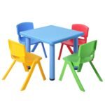 Keezi 5PCS Kids Table and Chairs Set Children Study Desk Furniture Plastic 4 Chairs - Image 8