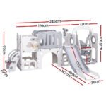 Keezi Kids Slide Swing Set Basketball Hoop Ring Football Outdoor Toys 132cm grey - Image 2