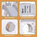 Keezi Kids Slide Swing Set Basketball Hoop Ring Football Outdoor Toys 132cm grey - Image 6