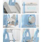 Keezi Kids Slide Swing Set Basketball Hoop Outdoor Playground Toys 170cm Blue - Image 6