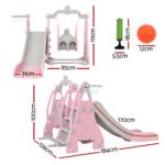 Keezi Kids Slide Swing Set Basketball Hoop Outdoor Playground Toys 170cm Pink - Image 2