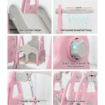 Keezi Kids Slide Swing Set Basketball Hoop Outdoor Playground Toys 170cm Pink - Image 6