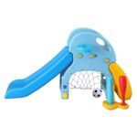 Keezi Kids Slide Set Baseball Bat Basketball Hoop Outdoor Playground 120cm Blue - Image 3