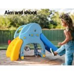 Keezi Kids Slide Set Baseball Bat Basketball Hoop Outdoor Playground 120cm Blue - Image 4