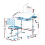 Keezi Kids Table and Chair Set Adjustable Study Desk w/ LED Lamp Reading Blue - Image 2