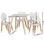 Keezi 5PCS Kids Table and Chairs Set Children Activity Study Play Desk White - Image 2
