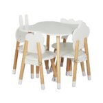 Keezi 5PCS Kids Table and Chairs Set Children Activity Study Play Desk White - Image 3