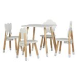 Keezi 5PCS Kids Table and Chairs Set Children Activity Study Play Desk White - Image 7