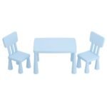 1 Keezi Kids Table and 2 Chairs Set Blue - Image 3