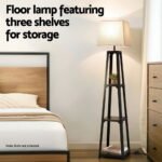Artiss Floor Lamp 3 Tier Shelf Storage LED Light Stand Home Room Vintage White - Image 4