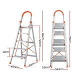 Giantz 5 Step Ladder Multi-Purpose Folding Aluminium Light Weight Non Slip Platform - Image 2