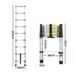 Giantz 2.6M Telescopic Ladder Aluminium Extension Extendable Steps Adjustable Height - Image 2