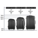 Wanderlite 3 Set Luggage 20-24-28 Inch with Zipper Lock Carry On Hard Shell Travel Suitcase Luggage Case Black - Image 2