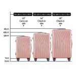 Wanderlite 3 Set Luggage 20-24-28 Inch Suitcase with TSA Lock Carry On Hard Shell Travel Luggage Organiser Case Pink - Image 2