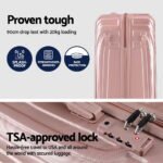 Wanderlite 3 Set Luggage 20-24-28 Inch Suitcase with TSA Lock Carry On Hard Shell Travel Luggage Organiser Case Pink - Image 4