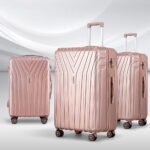 Wanderlite 3 Set Luggage 20-24-28 Inch Suitcase with TSA Lock Carry On Hard Shell Travel Luggage Organiser Case Pink