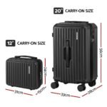 Wanderlite 2pcs Trunk Luggage Suitcase Travel Carry On TSA Lock 12" 20" Black - Image 2