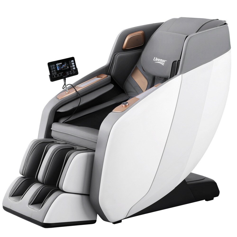 MASCHR-4D-ROWA-WHGY-202509101308-00.jpg Livemor Massage Chair Electric Recliner Double Core Mechanism Massager ROWA White - Image 1