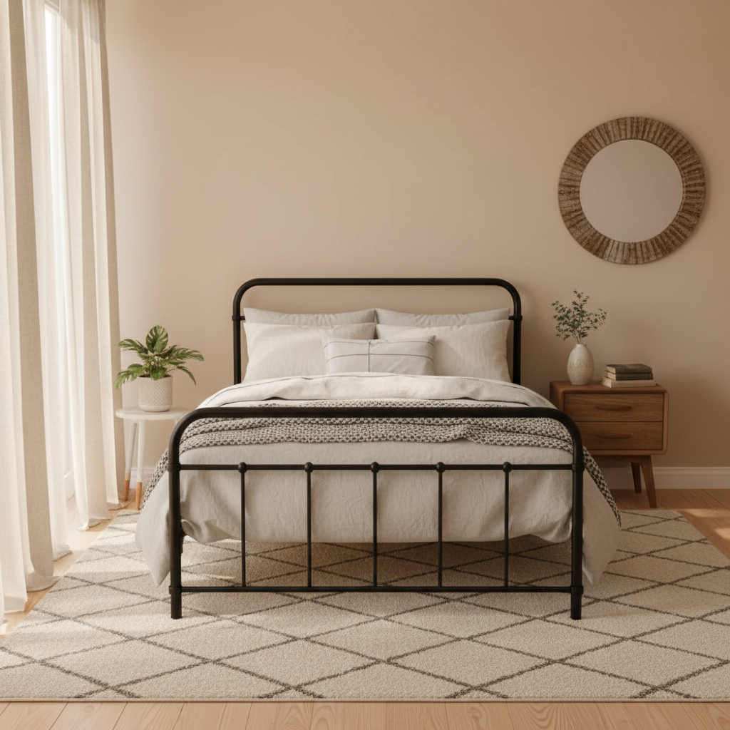 MBED-C-LEO-KS-BK-202509171644-00.png Artiss Bed Frame Metal Bed Frame LEO - King Single(Black) - Image 1