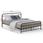 Artiss Bed Frame Metal Bed Frame LEO - Queen (Black) - Image 2