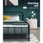 Artiss Bed Frame Metal Bed Frame LEO - Queen (Black) - Image 5