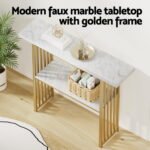 Artiss Console Table Marble Effect White&Gold - Image 5