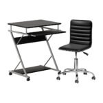 Artiss Computer Desk Office Chair Set Desks with Keyboard Shelf Try Black