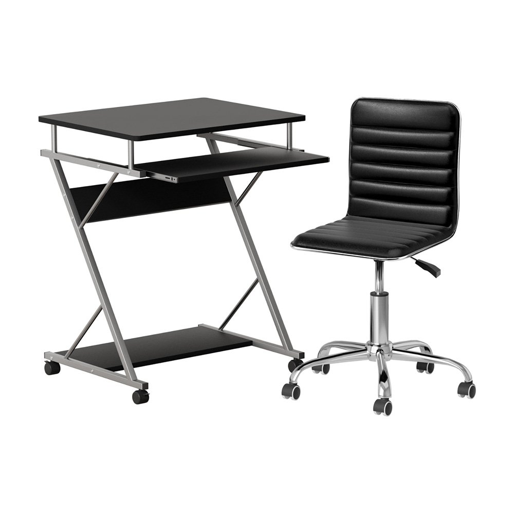 MET-DESK-105-REPL-BK-202505261410-00.jpg Artiss Computer Desk Office Chair Set Desks with Keyboard Shelf Try Black - Image 1