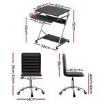 Artiss Computer Desk Office Chair Set Desks with Keyboard Shelf Try Black - Image 2