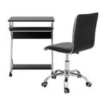 Artiss Computer Desk Office Chair Set Desks with Keyboard Shelf Try Black - Image 3