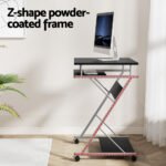 Artiss Computer Desk Office Chair Set Desks with Keyboard Shelf Try Black - Image 4