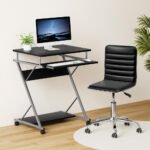 Artiss Computer Desk Office Chair Set Desks with Keyboard Shelf Try Black - Image 7