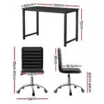 Artiss Computer Desk 120cm Executive Office Chairs Set PU Leather Low Back Black - Image 2