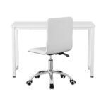 Artiss Computer Desk 120cm Executive Office Chairs Set PU Leather Low Back White - Image 3