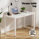 Artiss Computer Desk 120cm Executive Office Chairs Set PU Leather Low Back White - Image 4