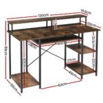 Artiss Computer Desk Laptop Desks Home Office Study Table Open Shelf Brown 120CM - Image 2