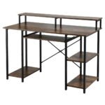 Artiss Computer Desk Laptop Desks Home Office Study Table Open Shelf Brown 120CM - Image 3