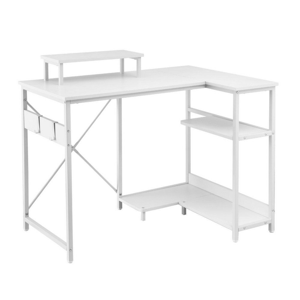 MET-DESK-24224-100-WH-202507101418-00.jpg Artiss Computer Desk L-Shape Home Office Study Table Open Shelves White 100CM - Image 1