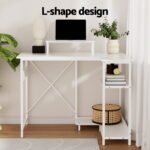 Artiss Computer Desk L-Shape Home Office Study Table Open Shelves White 100CM - Image 4