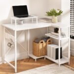 Artiss Computer Desk L-Shape Home Office Study Table Open Shelves White 100CM - Image 7