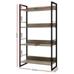 Artiss Bookshelf 4 Tiers - NOE Black and Oak - Image 4