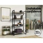 Artiss Bookshelf 4 Tiers - NOE Black and Oak - Image 7