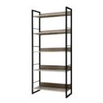 Artiss Bookshelf 5 Tiers - NOE Black and Oak - Image 3