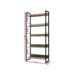 Artiss Bookshelf 5 Tiers - NOE Black and Oak - Image 4