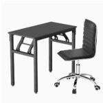 Artiss Computer Desk Office Chair PU Leather Set Foldable Home Study Table Black