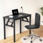 Artiss Computer Desk Office Chair PU Leather Set Foldable Home Study Table Black - Image 7