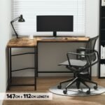 Artiss Computer Desk L-Shape CPU Stand Brown 147CM - Image 5