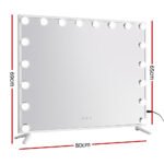 80x65cm Embellir Makeup Mirror Hollywood Vanity with LED Light White Frame - Image 2