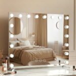 80x65cm Embellir Makeup Mirror Hollywood Vanity with LED Light Silver Legs - Image 7